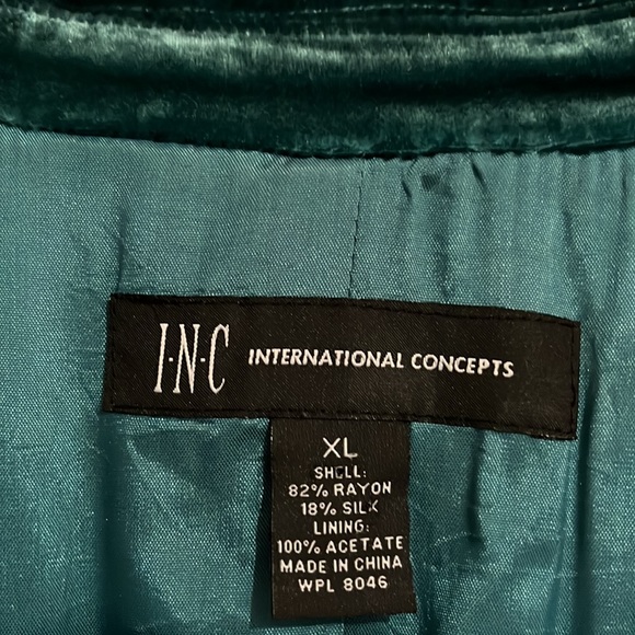 INC International Concepts Teal Velvet Blazer - Picture 3 of 7
